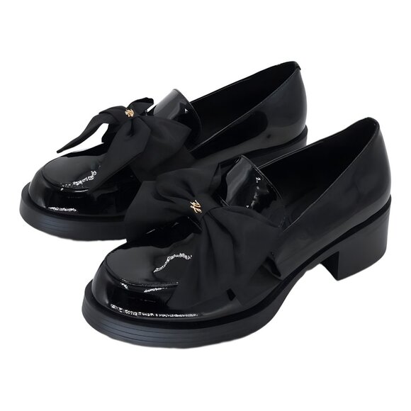 Karl Lagerfeld Paris Camilia Patent Bow Loafers Black US 8M EU 38.5 - Picture 2 of 6